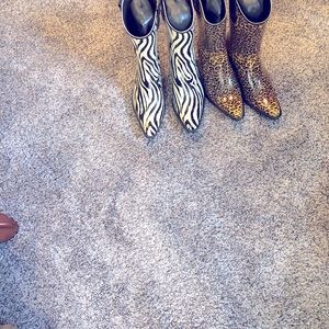 2 pairs of woman cowgirl boots